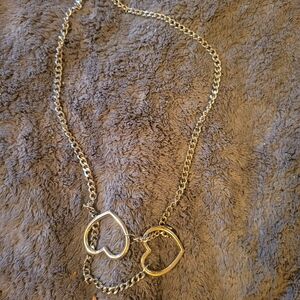 Gold Heart Link Choker Necklace - Women Jewelry